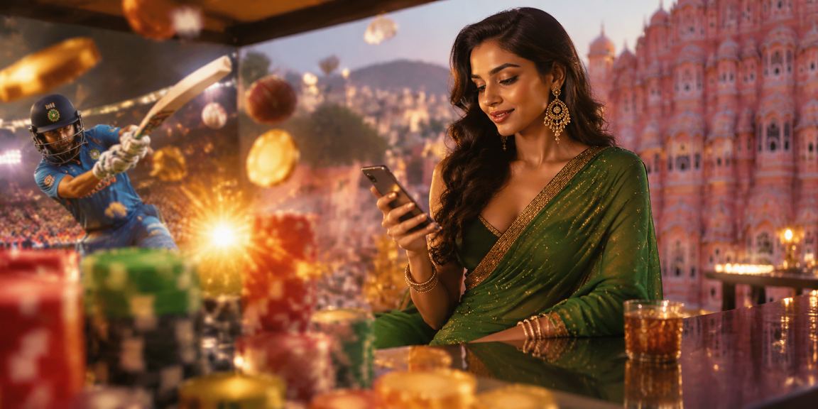 Scenic view of Jaipur with Hawa Mahal and cricket fans celebrating