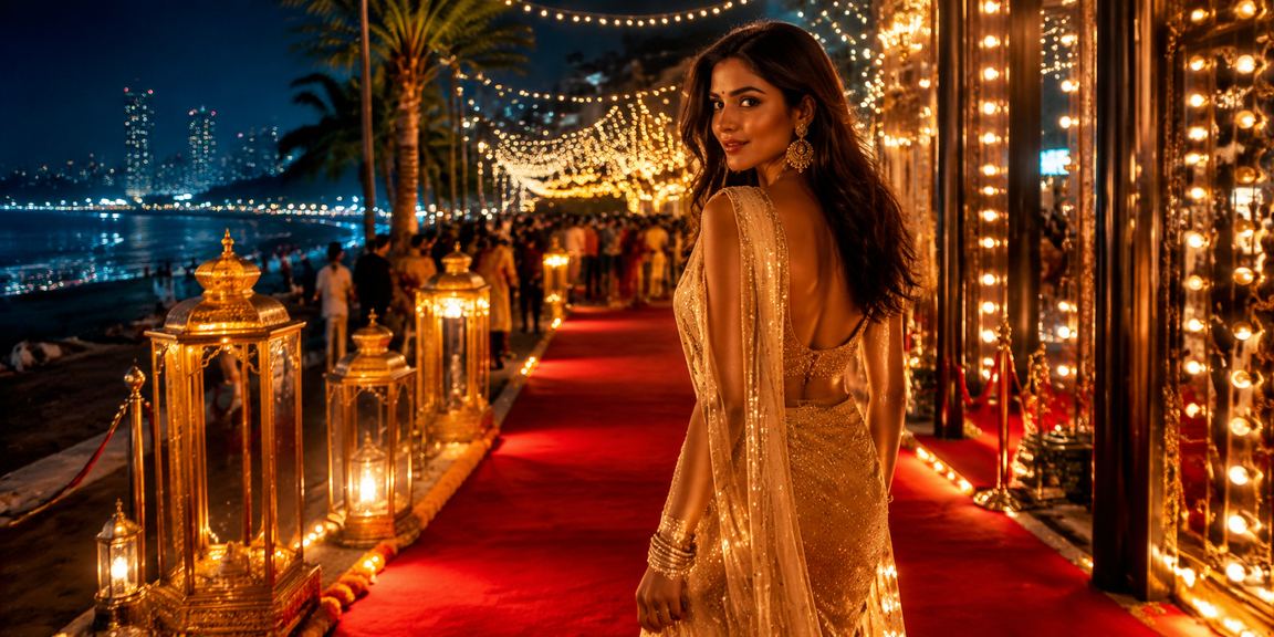 Diwali festive night view at a casino in Mumbai with enthusiastic app user